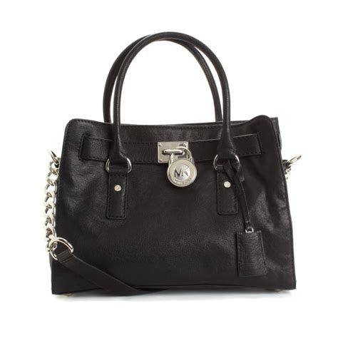 michael kors hamilton satchel black silver hardware|Michael Kors Hamilton large tote.